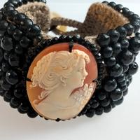 bracciale in agata nera e cameo sardonico 