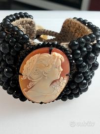 bracciale in agata nera e cameo sardonico 