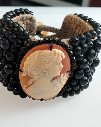 bracciale in agata nera e cameo sardonico 
