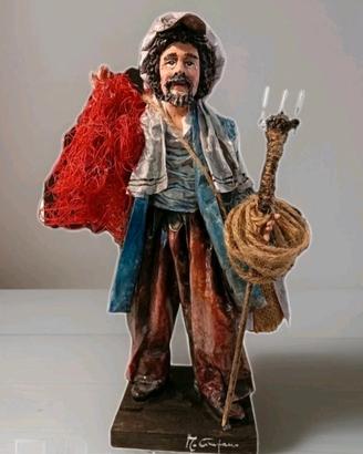 pescatore in cartapesta leccese cm 32 M. Cianfano 