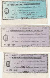 Miniassegni serie di tre banca trento bolzano