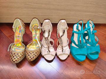 N3 paia scarpe gioiello con tacco décolleté 