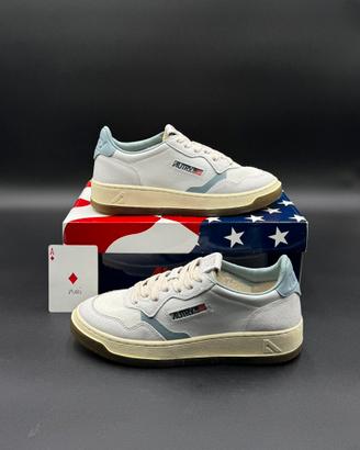 Autry sneakers medalist low bianche e azzurre 38