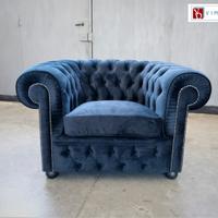 Poltrona Chesterfield Capitonné in velluto e pelle