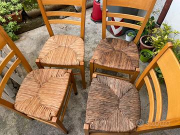 Sedie da cucina legno e paglia