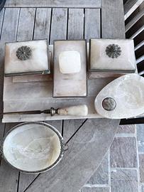 Set da scrittoio in alabastro antico