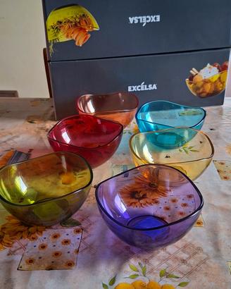 6 Coppette in vetro colorato 