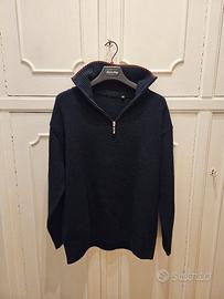 Maglione a collo alto: chiusura lampo misto lana