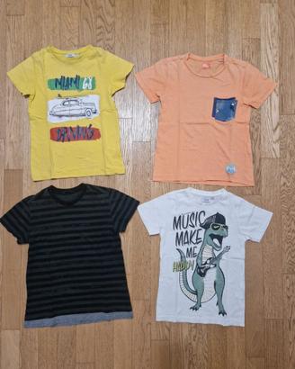 Set 4 t-shirt ovs,sisley,bk road 7-8 anni (122-128