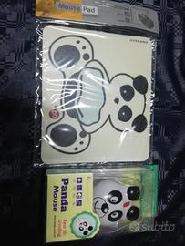 mouse e tappetino coordinato a forma di panda 