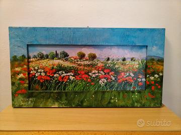 Quadro dipinto floreale Toscana 63,5cm x 33,5cm