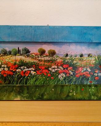 Quadro dipinto floreale Toscana 63,5cm x 33,5cm