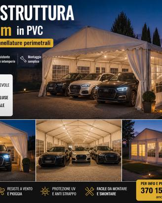 Gazebo Copertura 12x6 m H3,8m Professionale PVC