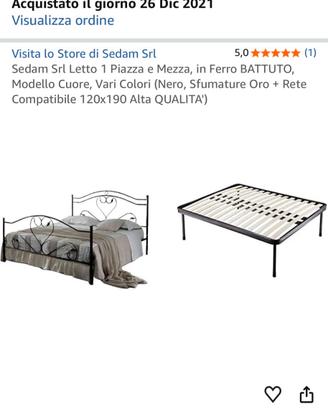 Letto in ferro battuto piazza e mezzo 