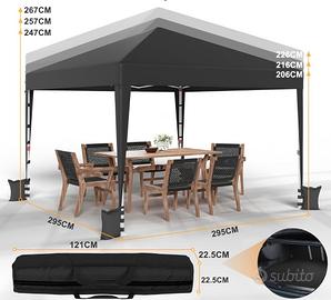 GAZEBO PIEGHEVOLE 3×3 NERO 
