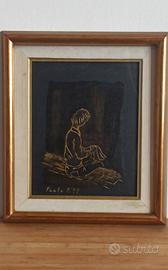 Dipinto Paolo polli -  Ricamatrice