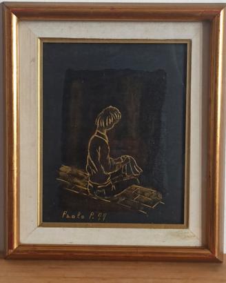 Dipinto Paolo polli -  Ricamatrice