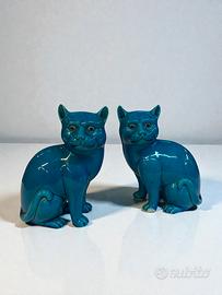 Paio di gatti in porcellana turchese – Cina, 1870