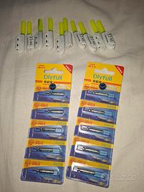 10 Starlight LED Gialli Piu 10 Batterie Pesca Nott