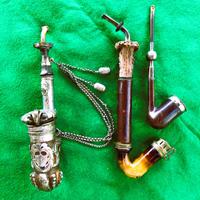 Tre Antiche Pipe inserti in Argento