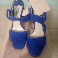 SANDALI " PRADA " BLU CINA SCAMOSCIATI.