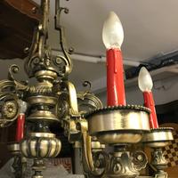 Lampadario classico 6 bracci c/candele rosse+coppe