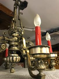 Lampadario classico 6 bracci c/candele rosse+coppe