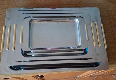 Set 4 vassoi acciaio made in italy Motta