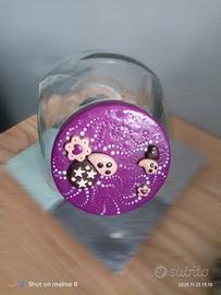 Biscottiera in vetro tappo decorato