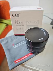 Obiettivo 7artisans 7,5 mm f2,8 fisheye m43