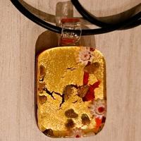 Ciondolo in vetro di Murano color Oro e Rosso