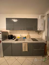 Cucina lineare moderna grigio lucido + elettrodome