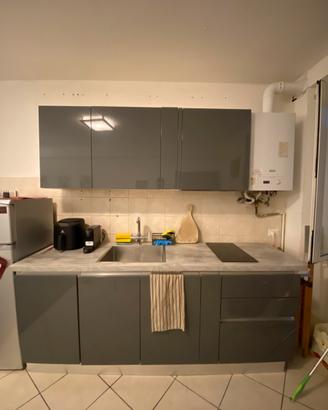 Cucina lineare moderna grigio lucido + elettrodome