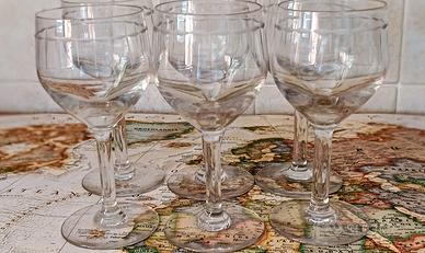 Set vintage 6 bicchieri vini rossi in vetro inciso