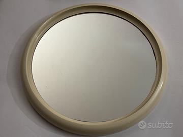 Specchio bianco vintage rotondo anni ’70/’80