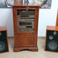 impianto stereo technics con giradischi e mobile