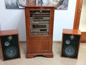 impianto stereo technics con giradischi e mobile