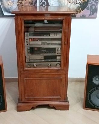 impianto stereo technics con giradischi e mobile