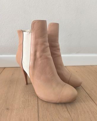 Stivaletti Stefanel n.40 in vera pelle nude/cipria