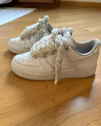 Nike Air Force 1 White Rope Laces Grey