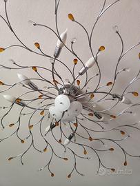 Lampadario artigianale acciaio e vetro