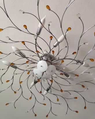 Lampadario artigianale acciaio e vetro
