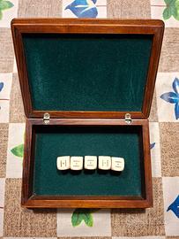 Set 5 Dadi da Poker Zanolli- Scatola  Legno/Pelle