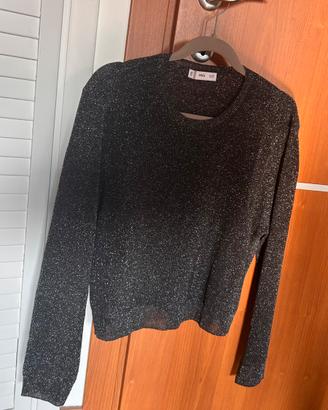 Maglioncino nero glitterato Mango a maniche lunghe