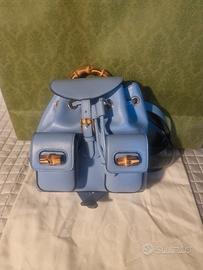 zaino gucci bamboo 1947 originale azzurro nuovo