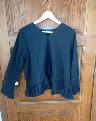 Maglia donna nera con volant