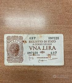 Banconota 1 LIRA Numismatica Collezione