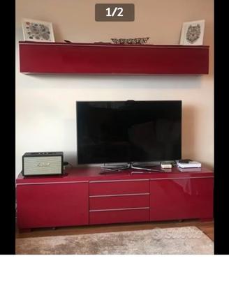 Parete attrezzata porta TV completa rossa gratis