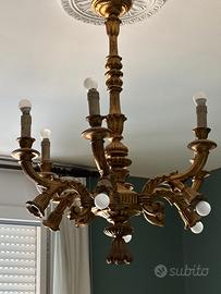 Lampadario classico/antico legno intagliato 8 luci