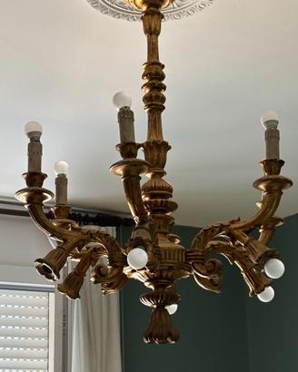 Lampadario classico/antico legno intagliato 8 luci